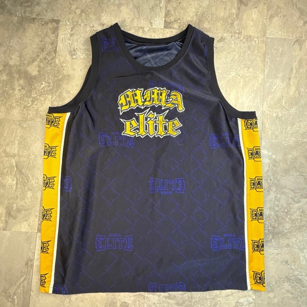 Vintage Black and Yellow MMA Elite Graphic Tank Top XL